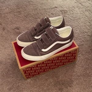 Vans Old Skool Velcro Sneakers - Mauve with Marshmallow White Stripe